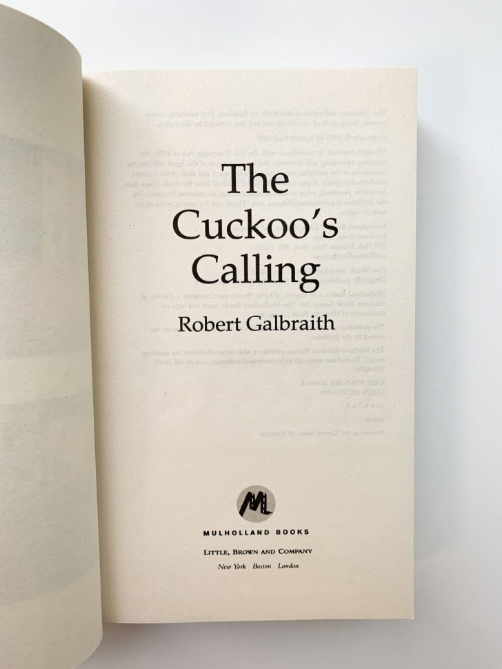 Robert Galbraith  "The Cuckoo's Calling" / Роберт Гэлбрейт  "Зов кукушки"