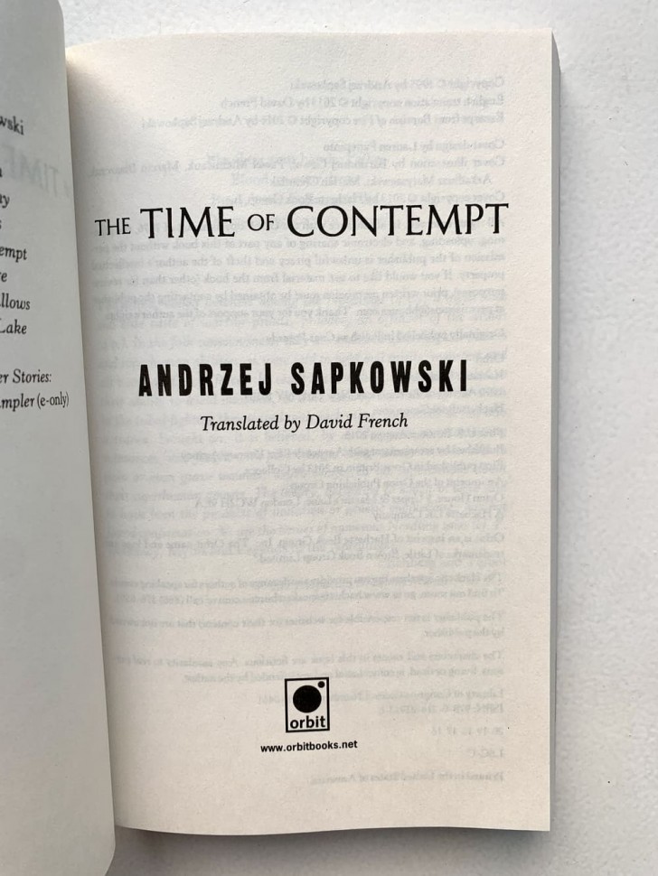 Andrzej Sapkowski "The Time of Contempt. The Witcher#2" / Анджей Сапковский "Час Презрения. Ведьмак 2"